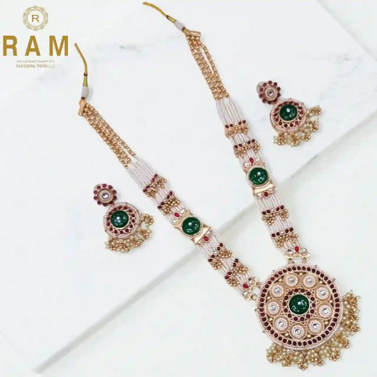 BRASS LONG NECKLESS WITH EARINGS