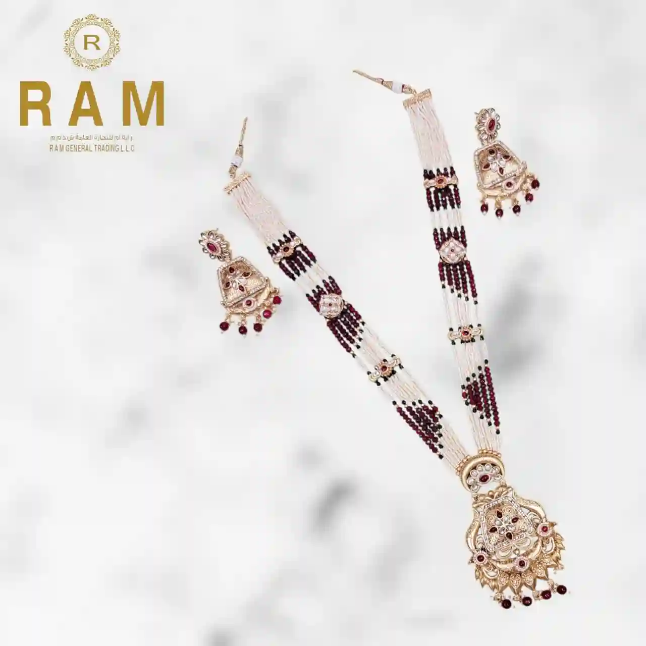 BRASS LONG NECKLESS WITH EARINGS