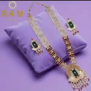 BRASS LONG NECKLESS WITH EARINGS