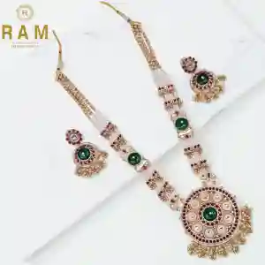 BRASS LONG NECKLESS WITH EARINGS